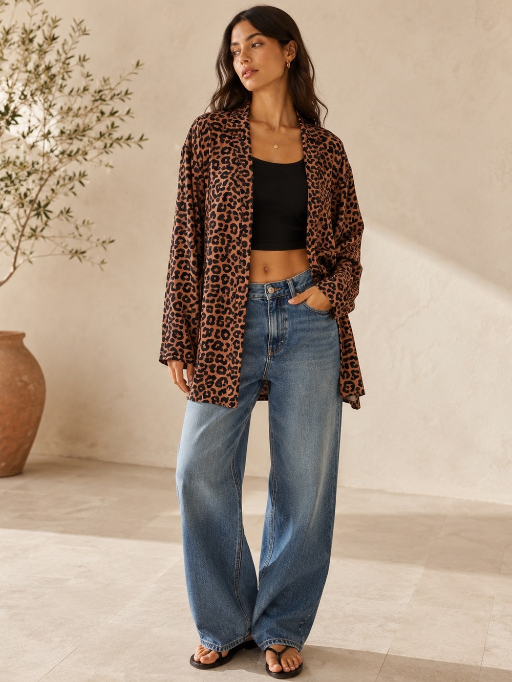 Beach Riot x Revolve Blake Leopard Print Open Front Lightweight Blazer